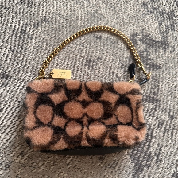 Coach Handbags - Coach X Jennifer Lopez Brown Nolita Signature Shearling Chain Strap - NWOT
